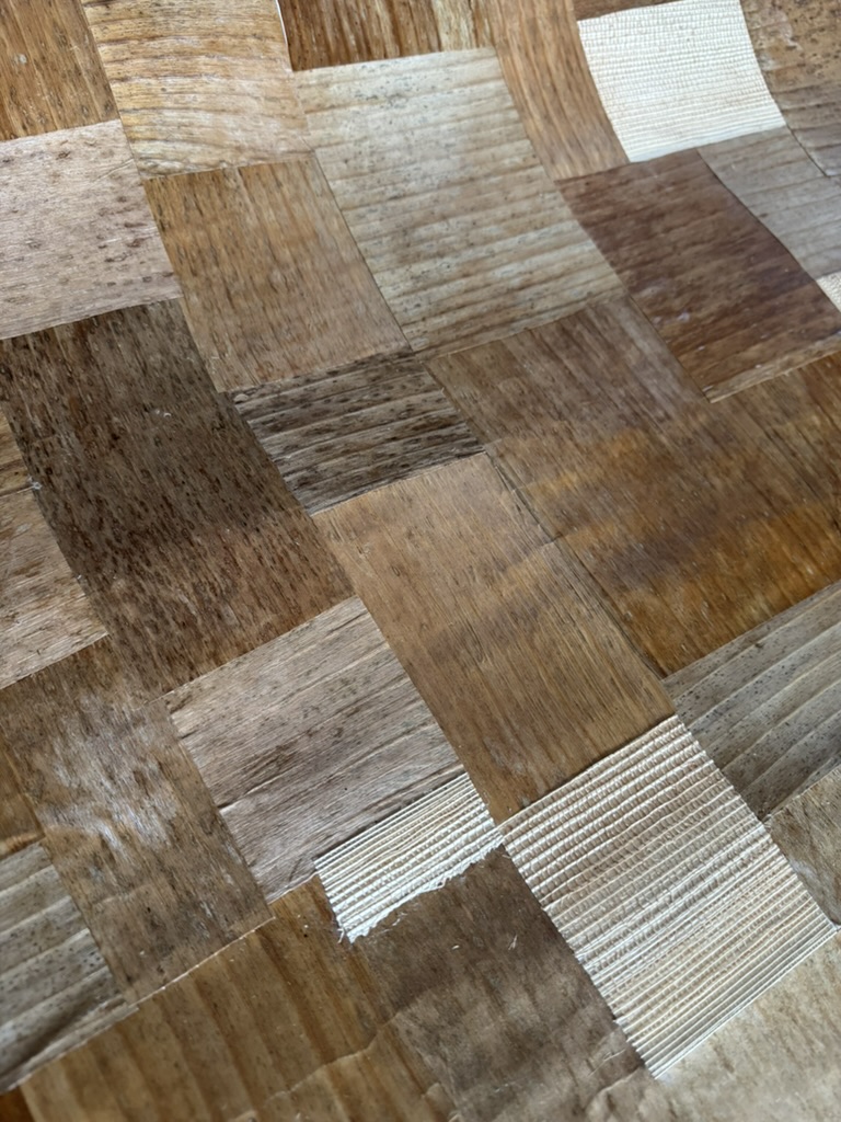 Musa hand-applied banana fibre patchwork, close detail