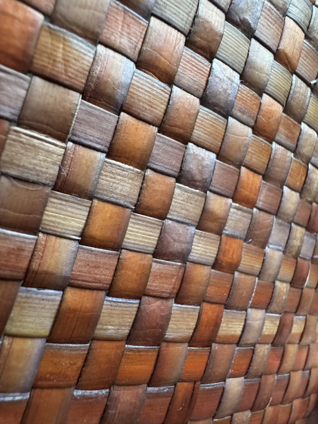 Warm natural pandanus basket weave, macro detail
